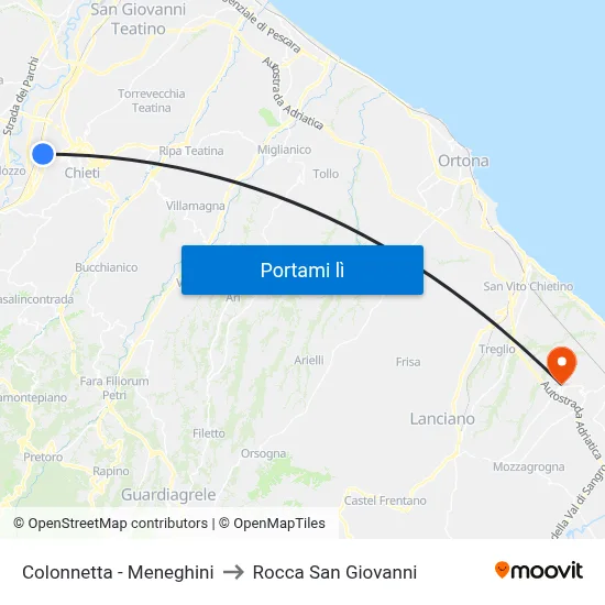 Colonnetta - Meneghini to Rocca San Giovanni map