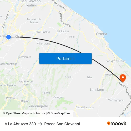 V.Le Abruzzo 330 to Rocca San Giovanni map