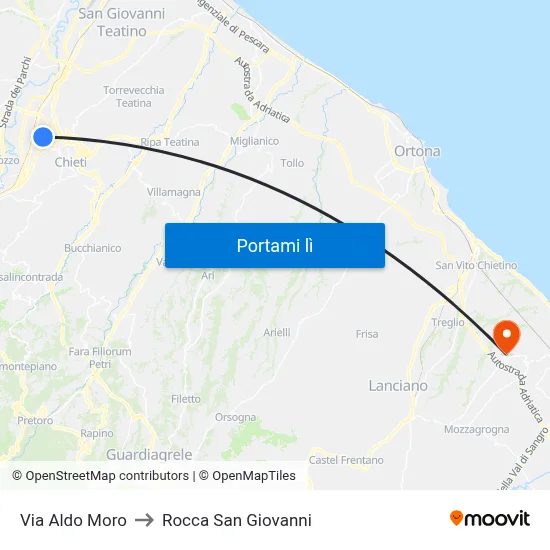Via Aldo Moro to Rocca San Giovanni map