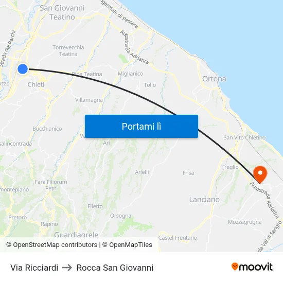 Chieti | Ricciardi - 60 to Rocca San Giovanni map
