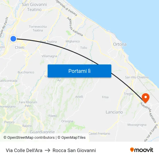 Via Colle Dell'Ara to Rocca San Giovanni map