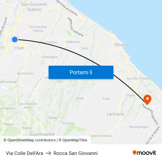 Via Colle Dell'Ara to Rocca San Giovanni map
