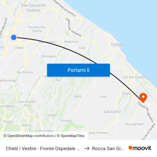 Chieti | Vestini - Fronte Ospedale Clinicizzato to Rocca San Giovanni map
