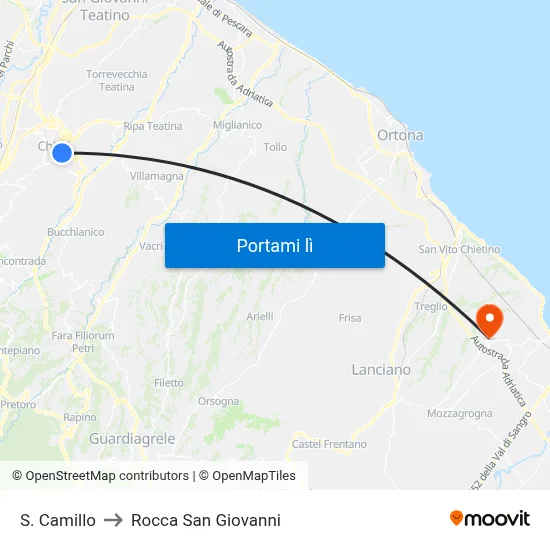 S. Camillo to Rocca San Giovanni map