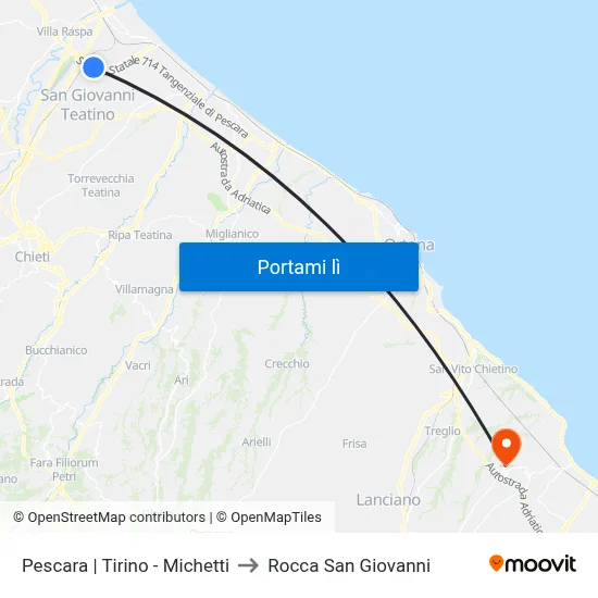 Pescara | Tirino - Michetti to Rocca San Giovanni map