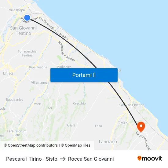 Pescara | Tirino - Sisto to Rocca San Giovanni map