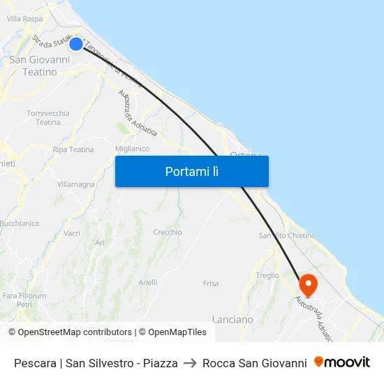 Pescara | San Silvestro - Piazza to Rocca San Giovanni map