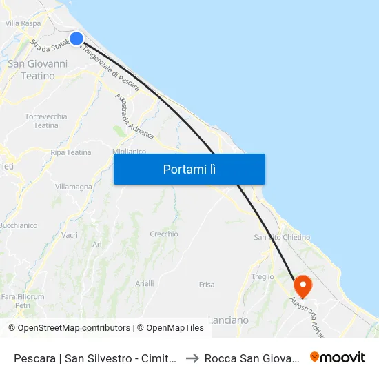 Pescara | San Silvestro - Cimitero to Rocca San Giovanni map