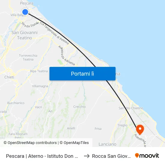Pescara | Aterno - Istituto Don Orione to Rocca San Giovanni map