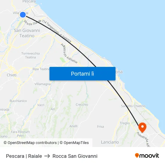 Pescara | Raiale to Rocca San Giovanni map