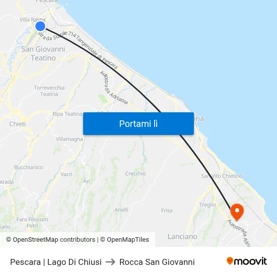 Pescara | Lago Di Chiusi to Rocca San Giovanni map