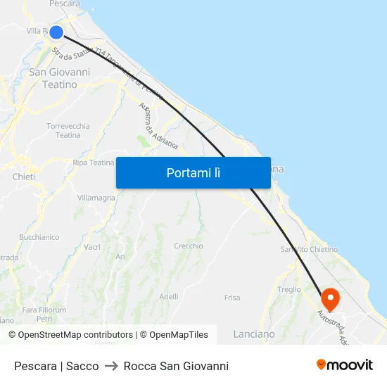 Pescara | Sacco to Rocca San Giovanni map
