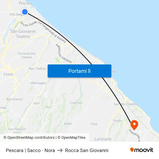 Pescara | Sacco - Nora to Rocca San Giovanni map
