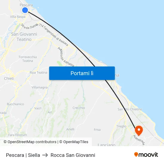 Pescara | Siella to Rocca San Giovanni map