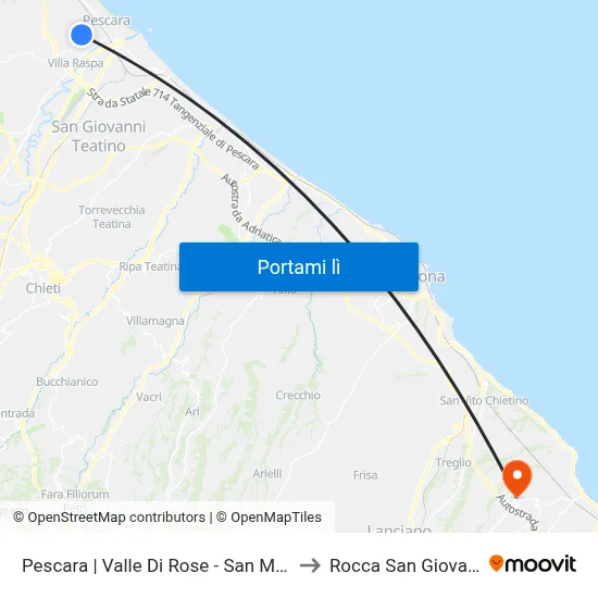 Pescara | Valle Di Rose - San Mauro to Rocca San Giovanni map
