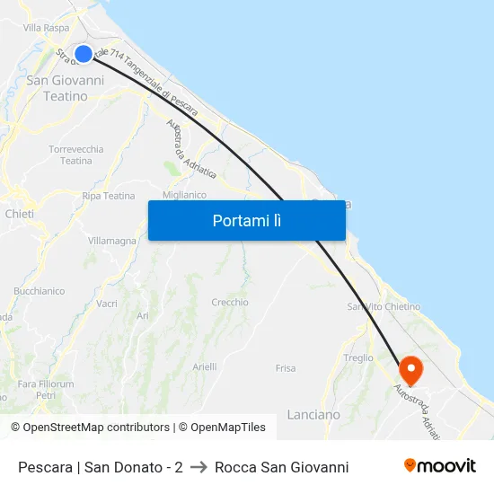 Pescara | San Donato - 2 to Rocca San Giovanni map