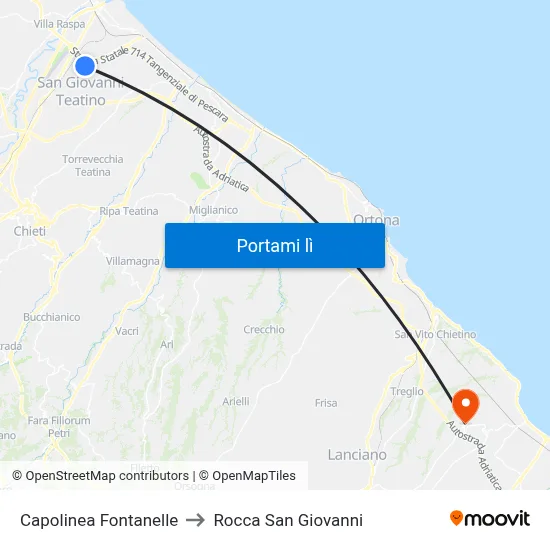 Capolinea Fontanelle to Rocca San Giovanni map