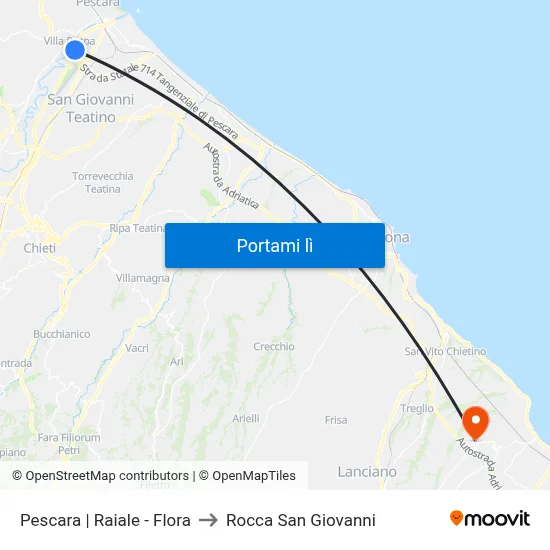 Pescara | Raiale - Flora to Rocca San Giovanni map