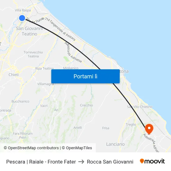 Pescara | Raiale - Fronte Fater to Rocca San Giovanni map