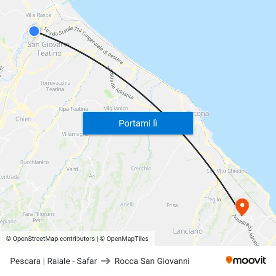 Pescara | Raiale - Safar to Rocca San Giovanni map