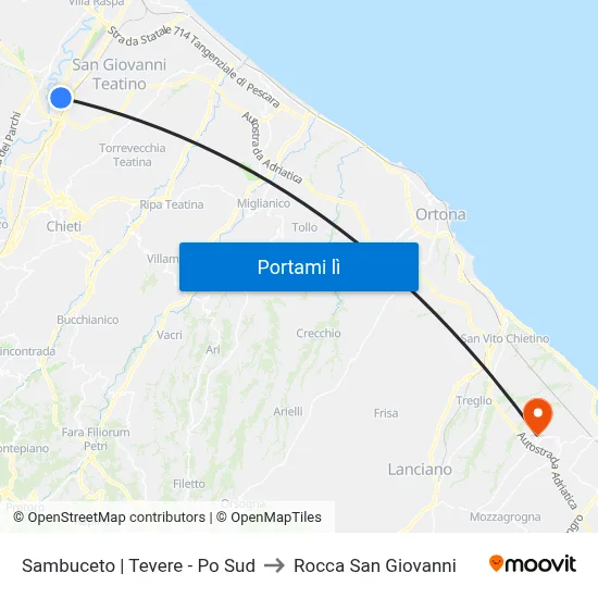 Sambuceto | Tevere - Po Sud to Rocca San Giovanni map