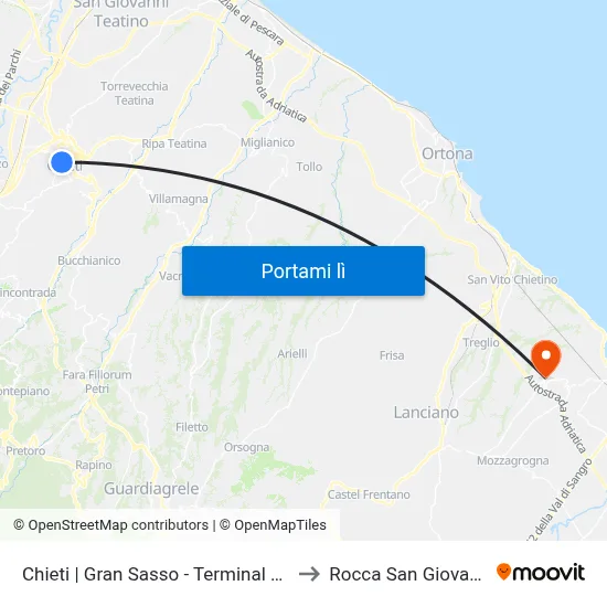 Chieti | Gran Sasso - Terminal Bus to Rocca San Giovanni map