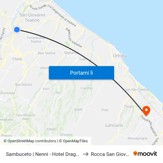 Sambuceto | Nenni - Hotel Dragonara to Rocca San Giovanni map