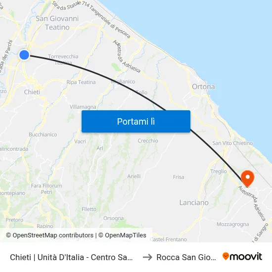Chieti | Unità D'Italia - Centro Sammartino to Rocca San Giovanni map