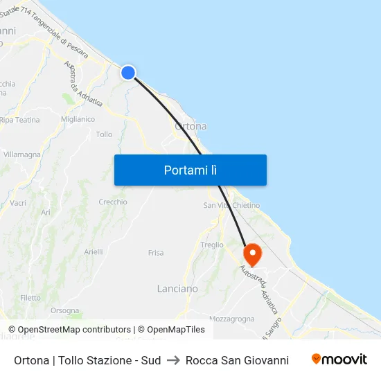 Ortona | Tollo Stazione - Sud to Rocca San Giovanni map