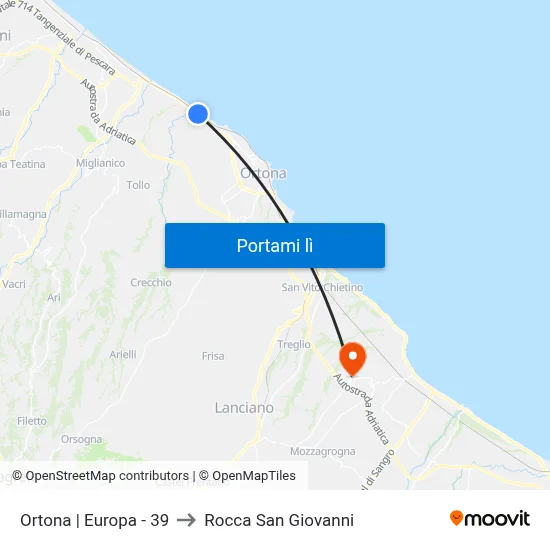 Ortona | Europa - 39 to Rocca San Giovanni map