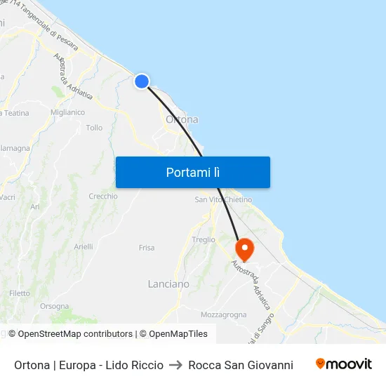 Ortona | Europa - Lido Riccio to Rocca San Giovanni map