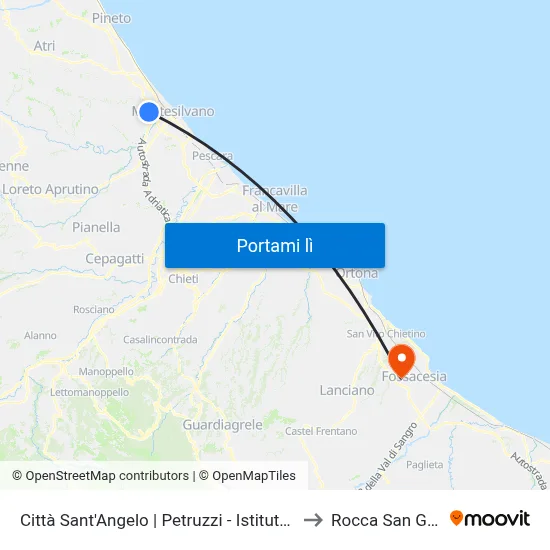 Città Sant'Angelo | Petruzzi - Istituto Sperimentale to Rocca San Giovanni map