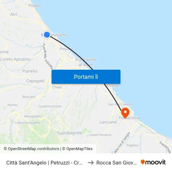 Città Sant'Angelo | Petruzzi - Crognale to Rocca San Giovanni map