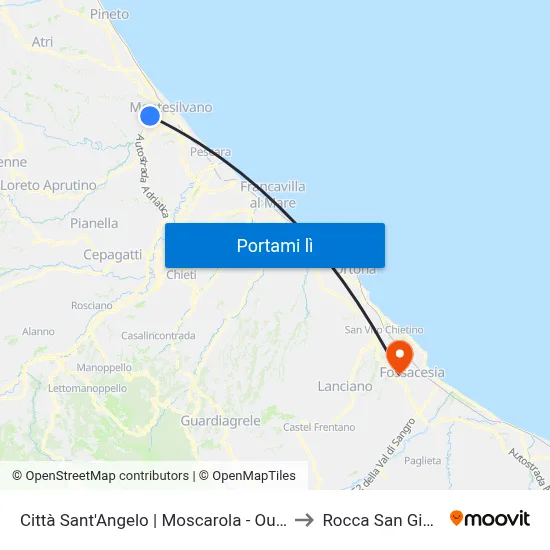 Città Sant'Angelo | Moscarola - Outlet Village to Rocca San Giovanni map