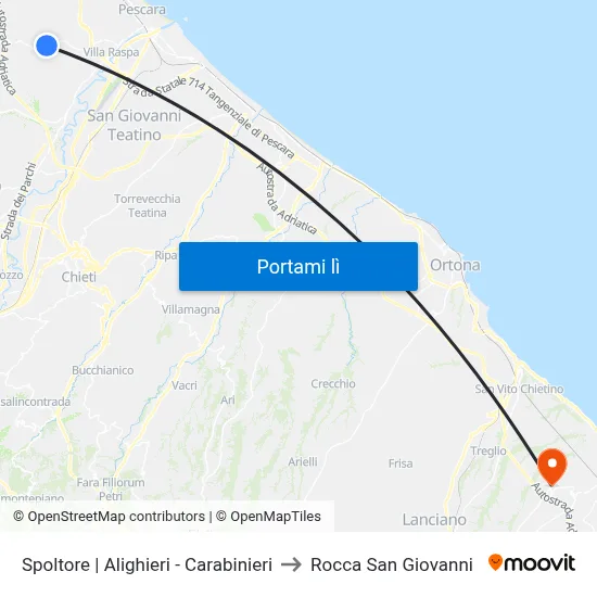 Spoltore | Alighieri - Carabinieri to Rocca San Giovanni map