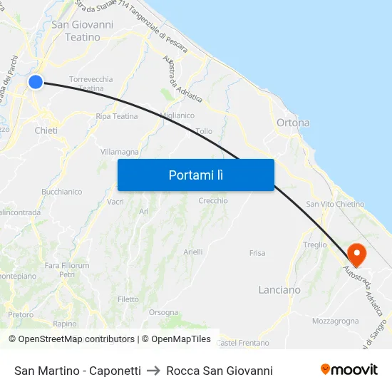 San Martino - Caponetti to Rocca San Giovanni map
