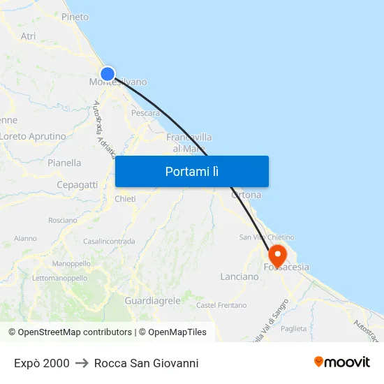 Expò 2000 to Rocca San Giovanni map