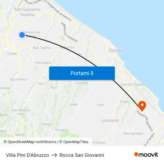 Villa Pini D'Abruzzo to Rocca San Giovanni map