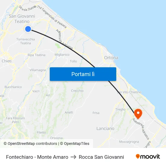 Fontechiaro - Monte Amaro to Rocca San Giovanni map