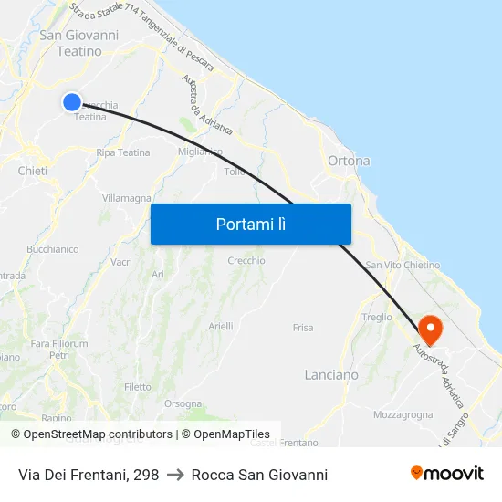 Via Dei Frentani, 298 to Rocca San Giovanni map