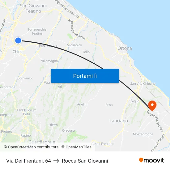 Via Dei Frentani, 64 to Rocca San Giovanni map