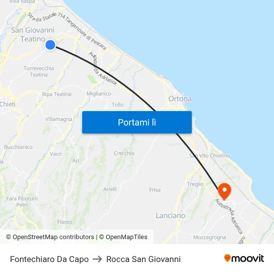 Fontechiaro Da Capo to Rocca San Giovanni map