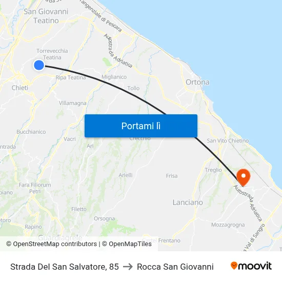 Strada Del San Salvatore, 85 to Rocca San Giovanni map