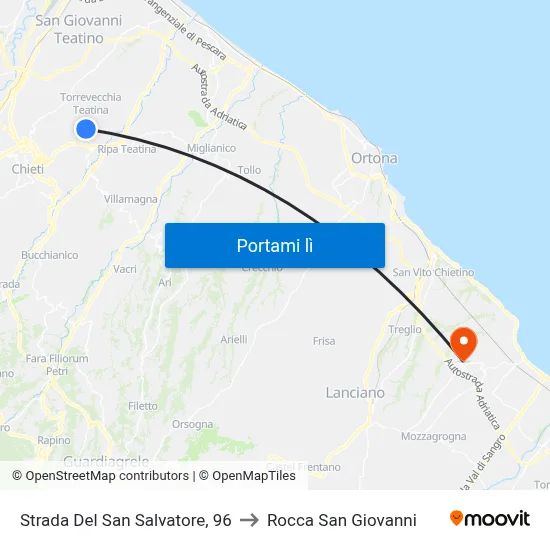 Strada Del San Salvatore, 96 to Rocca San Giovanni map