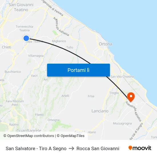 San Salvatore - Tiro A Segno to Rocca San Giovanni map