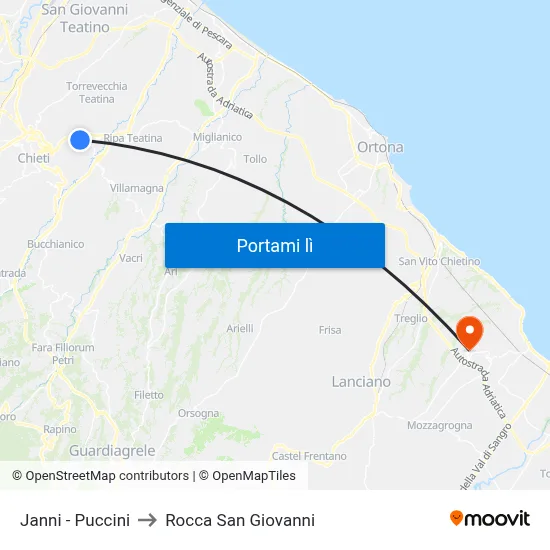 Janni - Puccini to Rocca San Giovanni map