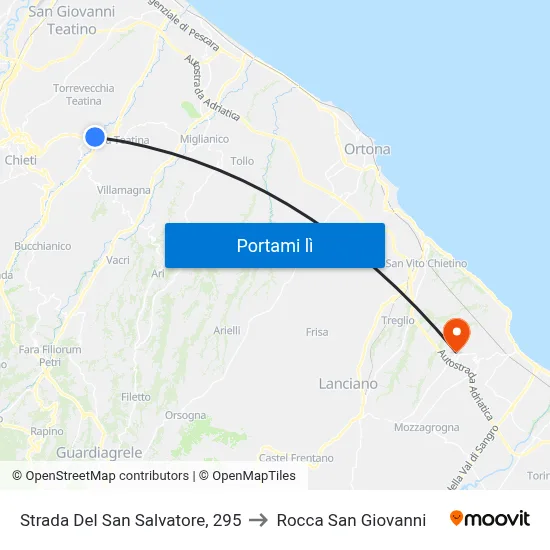 Strada Del San Salvatore, 295 to Rocca San Giovanni map