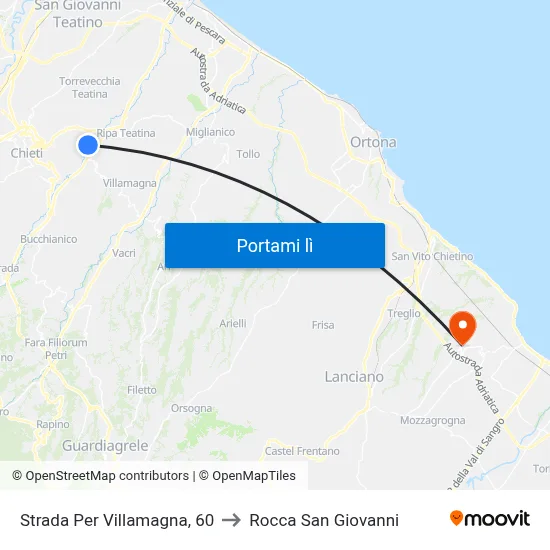 Strada Per Villamagna, 60 to Rocca San Giovanni map