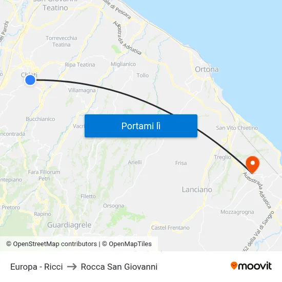 Europa - Ricci to Rocca San Giovanni map