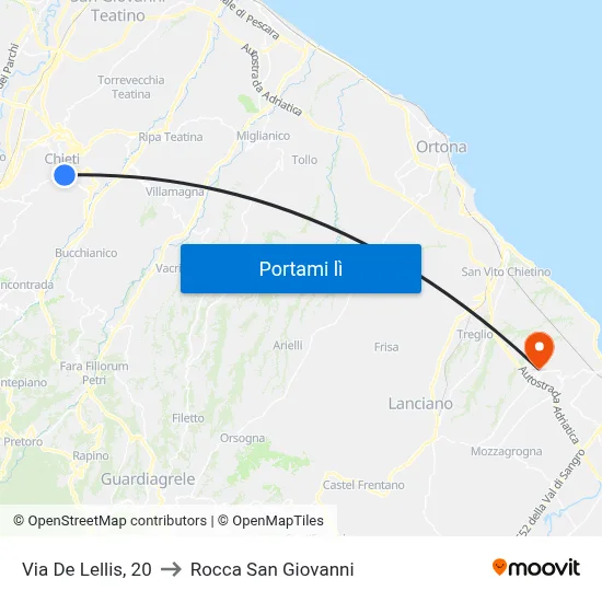 Via De Lellis, 20 to Rocca San Giovanni map